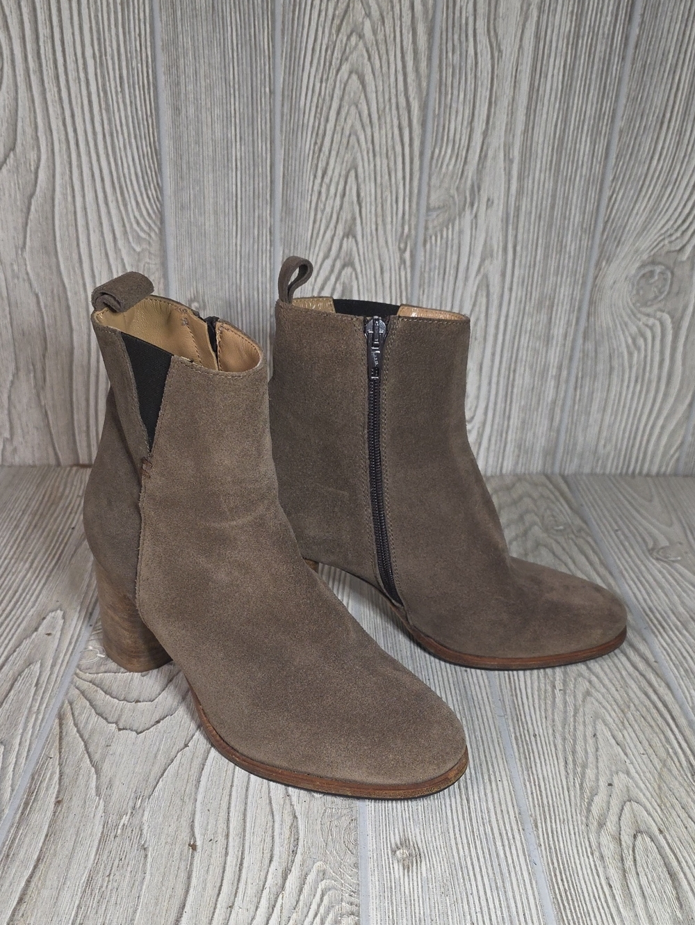 Napoleoni Taupe Suede Ankle Boots Womens Size 37 US Size 6.5